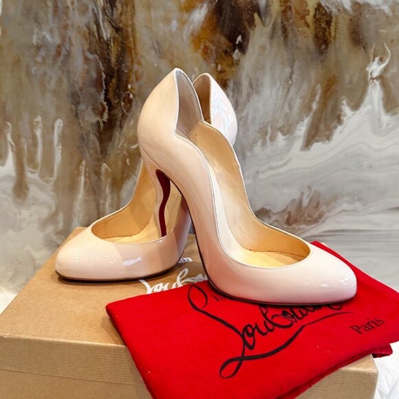 Christian Louboutin Shoes - Christian Louboutin Nude Wavy Dolly Patent Heels